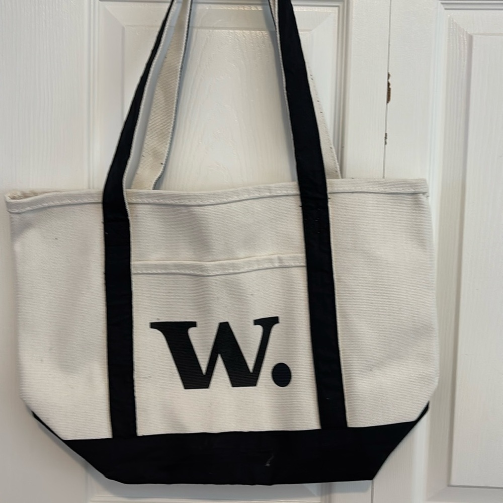 Beach Canvas Tote Bag - Initial W